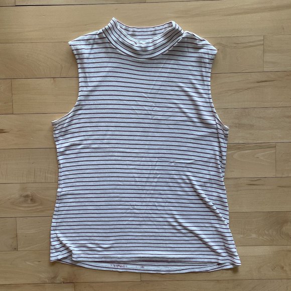 RW&CO - Striped Sleeveless Mock Neck Top - Picture 1 of 5